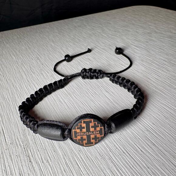 Handmade Jerusalem cross adjustable bracelet unisex - Picture 3 of 3